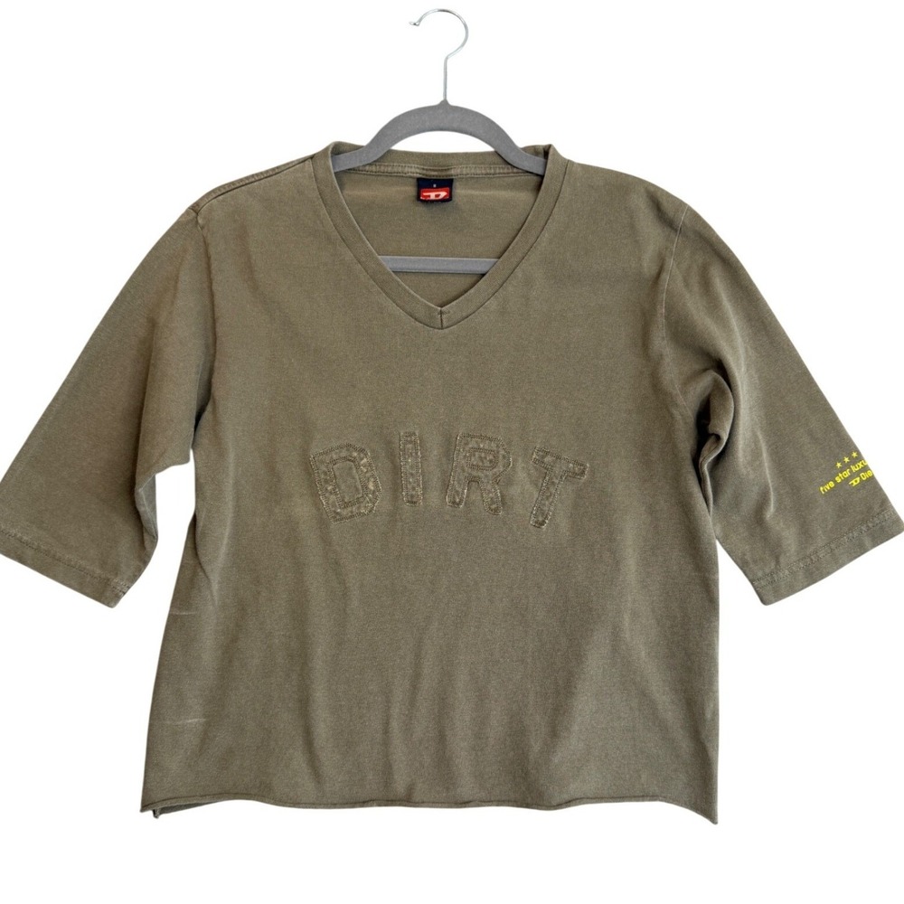 Rare Vintage 90s Diesel DIRT Avante Garde Top S Green Cotton Gorp Utility Tee
